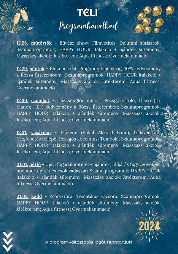 Zsory Liget Hotel & Spa*** superior programajánló pdf